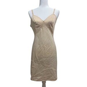 Vintage Van Raalte Nylon Full Slip Chemise Champagne Nightgown Small
